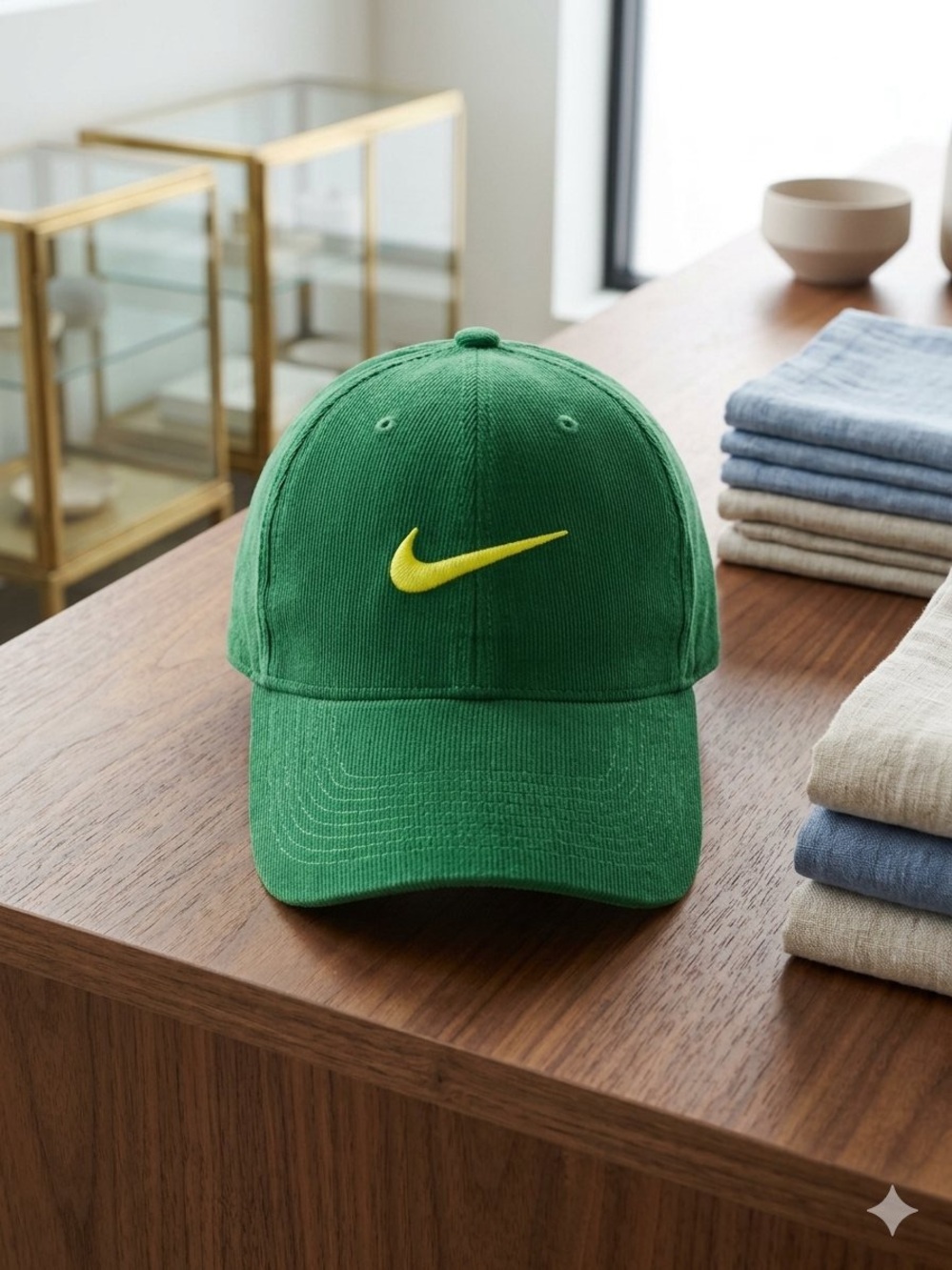 Nike Green Cap with Yellow Swoosh Embroidery